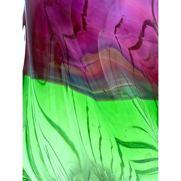 Watermelon Glass Two-Tone Vase Purple and Green With Blends of Blues and Purples - Picture 7 of 7